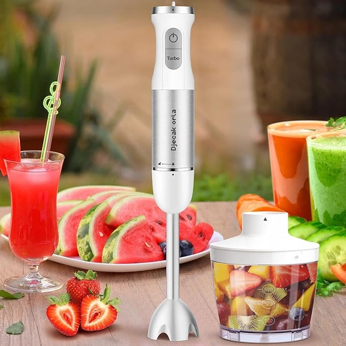 Upgraded Blender Handheld 1100W 20 Speed Settings Max 15500 RPM 5 in 1 Hand Blender with Milk Frother Handheld Food Processor Batidora De Mano Electrica Kitchen Appliances White