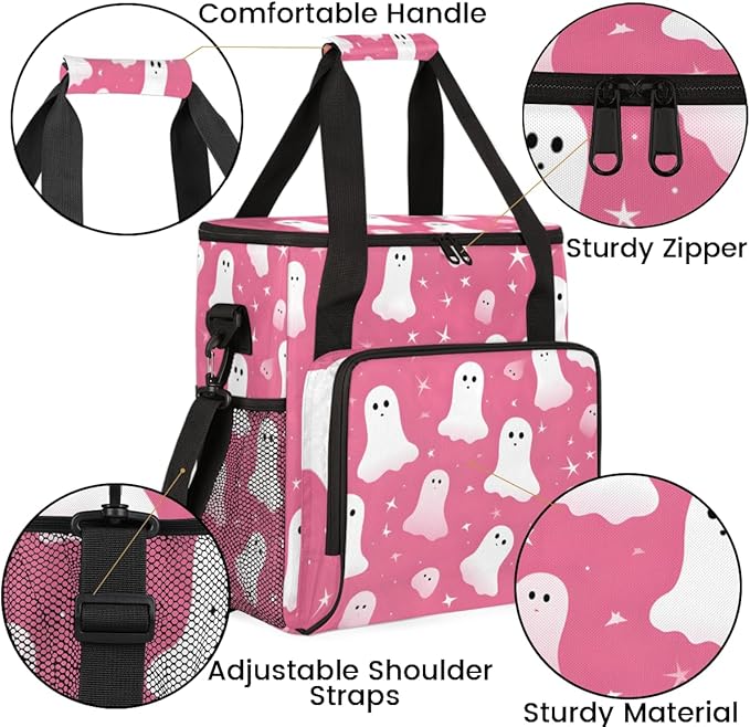 Halloween Ghosts Coffee Maker Carrying Bag Mystical Ghosts Travel Storage Bag Compatible with K-Mini or K-Mini Plus Single Serve Coffee Brewer Carrying Case with Multiple Pockets &amp Shoulder Stra