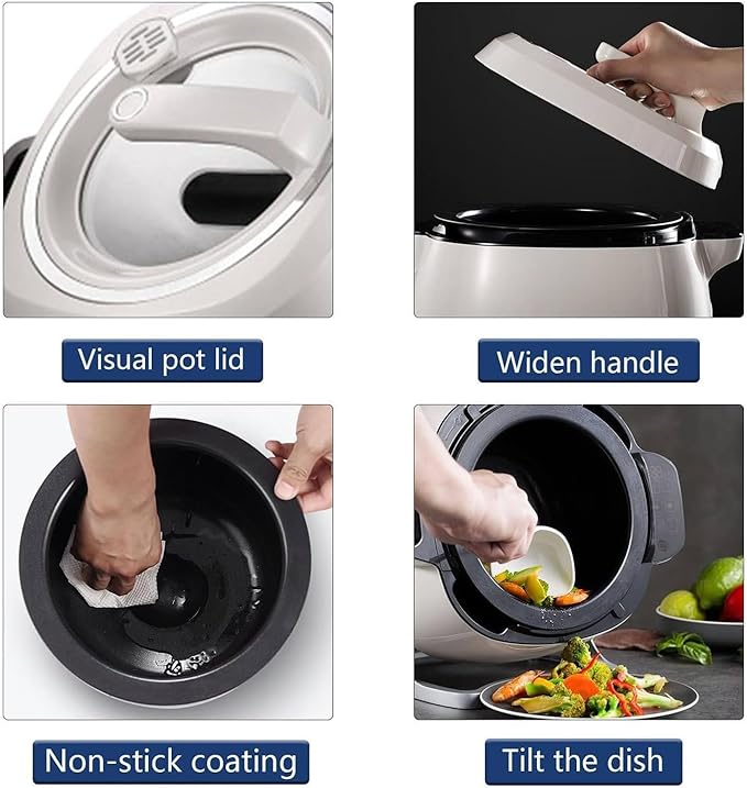 2000W Automatic Cooking Machine 6L Auto Stir Fry Wok Fried Rice Cooking Machine with Smart Touch 360° Rotating 3D All-round Heating for Home Restaurant