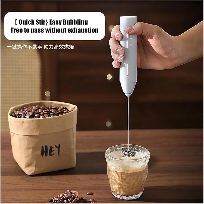3 Gear Kitchen Items USB Charging Electric Egg Beater Mini Blender Kitchens Accessories Mixer Household Gadgets Double Head Bar(White)