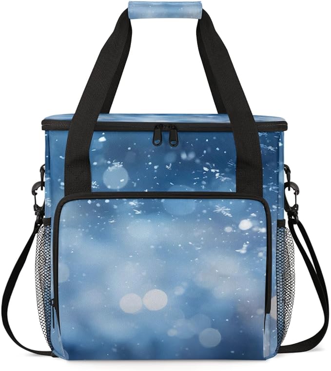 Glitter Coffee Maker Carrying Bag Blue Neon Portable Travel Storage Tote Bag Compatible with K-Mini or K-Mini Plus Single Serve Coffee Brewer Carrying Case with Multiple Pockets &amp Shoulder Strap