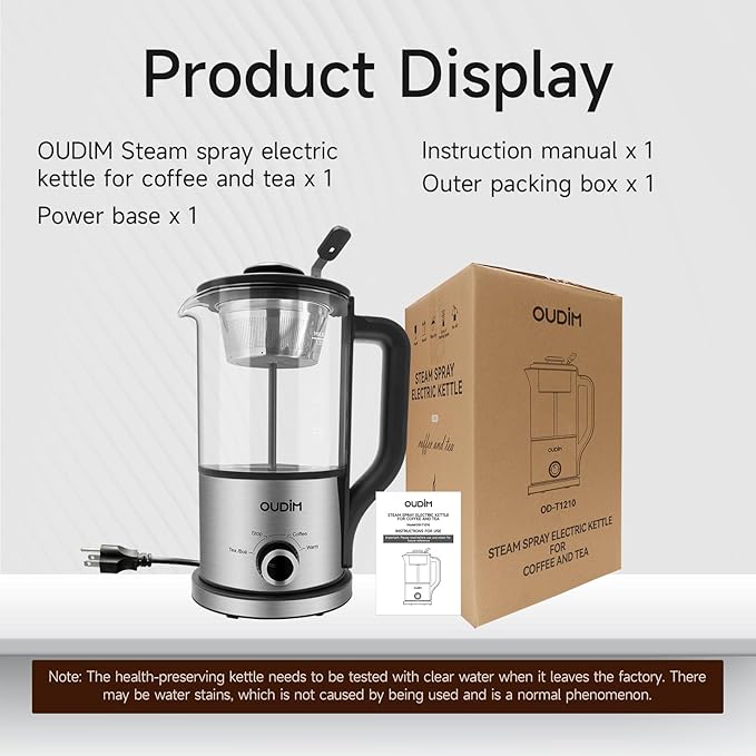 Drip Electric Coffee Maker Electric Kettle Watering Extracts 600 Watts 1.2L BPA-free Tea Free Kettle Coffee Press Glass and Stainless Steel Coffee Maker Tea Kettle