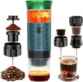 Coffee Maker Gift Set for CampingBattery Powered Portable Electric Espresso Machine Rechargeable Coffee Maker Self Heating Ground Coffee Capsule for RV Hiking (Green mix Black)