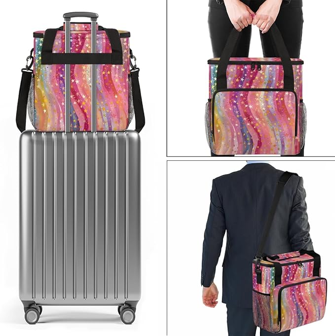 Rainbow Star Coffee Maker Carrying Bag Gold Star Travel Storage Bag Compatible with K-Mini or K-Mini Plus Single Serve Coffee Brewer Carrying Case with Multiple Pockets &amp Shoulder Strap