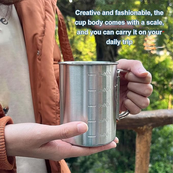 Stainless Steel Pour Over Coffee Maker Set Paperless Camping Coffee Maker with Foldable Filter and Travel Mug for Outdoor Office Use