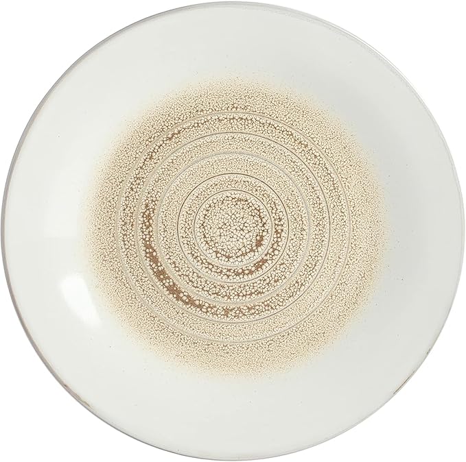 Spiral Embossed 16 Piece Stoneware Dinnerware Set – Rustic Reactive Glaze Plates Bowls &amp Mugs Microwave &amp Dishwasher Safe (Taupe)