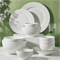 Dinnerware Sets Dish Set19 PcssPorcelain Tableware Set with Plates and BowlsWhite Ceramic Dinner SetMicrowave and Dishwasher Safe(