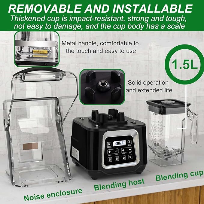 2200W Professional Blender Fruit Smoothie Milkshake MachineWith Sound Enclosure1.5 Litre CapacityFor Restaurants/Home/Coffee Shops