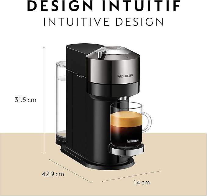 Nespresso Vertuo Next Deluxe Coffee and Espresso Maker by Breville with Aeroccino Milk Frother Dark Chrome Descaling Kit