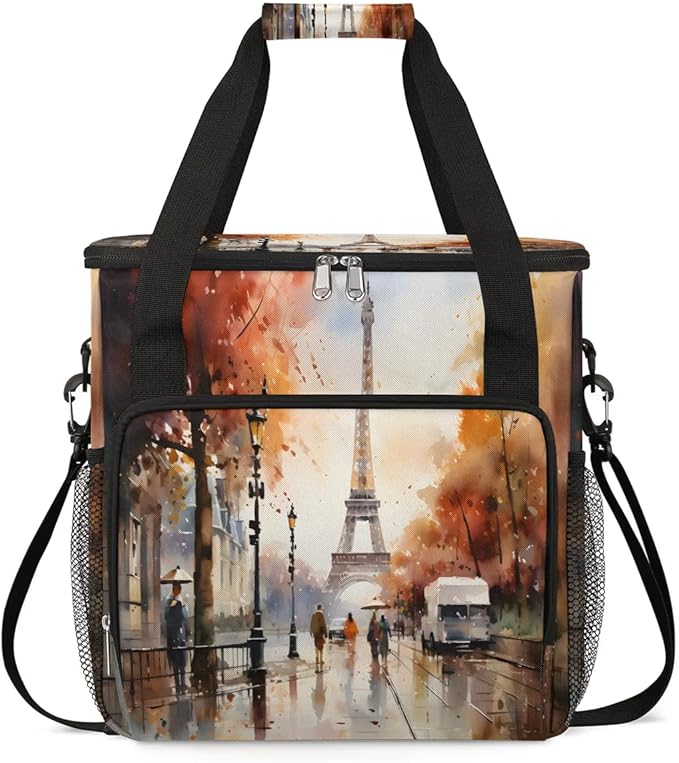 Eiffel Tower Painting Coffee Maker Travel Bag for K-Mini or K-Mini Plus Single Serve Coffee Brewer Portable Storage Tote Case for Tarvel