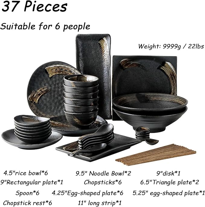 Palace Style Porcelain Dinnerware Set 37-Piece Dishes Ceramics Dinner Sets Dinner Plates Dessert Plates and Bowls Dishwasher Safe Ceramic Dinnerware Sets