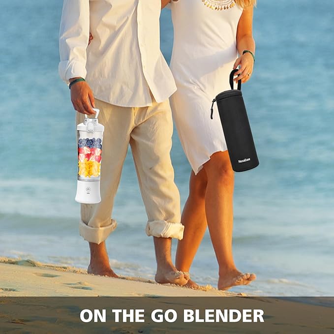 Portable Blender for Shakes and Smoothies- Personal Juicer 20 OZ Electric Protein Shaker Bottle with Insulated Sleeve USB-C RechargeableTravel Lid-Small Blender Cup for Kitchen Office GymTravel