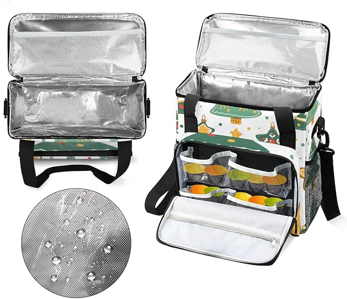 Retro Tree Christmas Coffee Maker Carrying Bag Portable Travel Storage Tote Bag Compatible with K-Mini or K-Mini Plus Single Serve Coffee Brewer Carrying Case with Multiple Pockets &amp Shoulder St