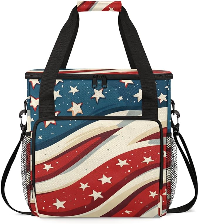 4th of JulyFestivals Coffee Maker Carrying Bag Portable Travel Storage Tote Bag Compatible with K-Mini or K-Mini Plus Single Serve Coffee Brewer Carrying Case with Multiple Pockets &amp Shoulder S