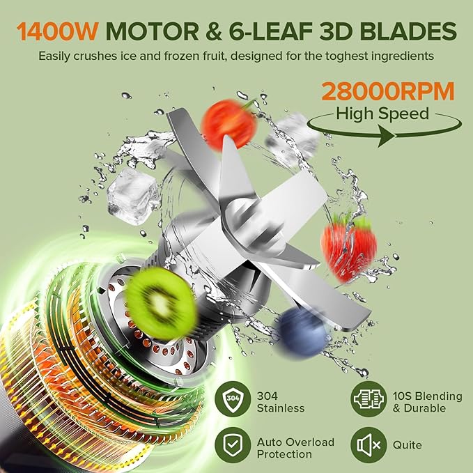 Blender for Smoothies Blender with 68Oz. Pitcher &amp 20Oz. Grinder 28000 RPM Blenders for Kitchen Ice Crushing Frozen Fruits Blending