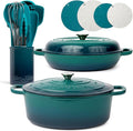 Larder &amp Vine 20 Piece Cookware Set (Bondi) | Dutch Oven Utensil Set Braiser and Trivets