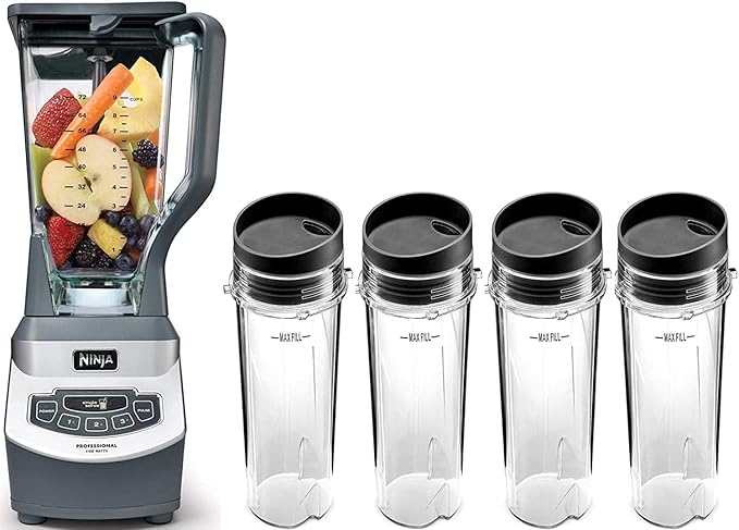 Ninja BL-660 Professional Compact Smoothie and Food Processing Blender 1100 Watt - 3 Functions - 72oz Pitcher &amp 4 ToGo Cups