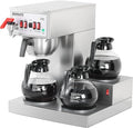 12 Cup Commercial Coffee Maker Auto Filling Drip Coffee Maker Machine with 3 Glass Carafes 3 Warmers Stainless Steel Pour Over Coffee Brewer with Hot Water Supply for Restaurant Office Cafe