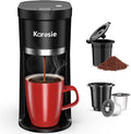 Small Single Serve Coffee Maker Fast Brew for K-Cup &amp Ground Coffee 6-12 Oz Brew Sizes One-Button Single Cup Coffee Maker Coffee Machine with Descaling Reminder