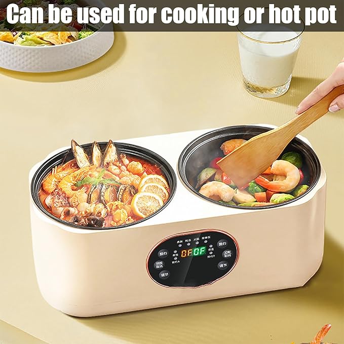 Double Spelling Low Sugar Rice Cooker 1.8L+1.8l Double Slow Cooker Timer and Keep Warm Function for Cooking Porridge
