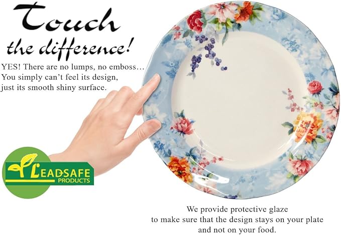 Tudor Royal Collection 24-Piece Premium Quality Round Porcelain Dinnerware Set Service for 6 - SUMAYA Blue See 10 Designs Inside!
