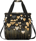 Gold Black Heart Coffee Maker Carrying Bag Portable Travel Storage Tote Bag Compatible with K-Mini or K-Mini Plus Single Serve Coffee Brewer Carrying Case with Multiple Pockets &amp Shoulder Strap