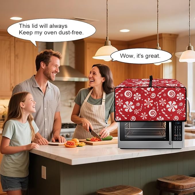 Doojoayie Christmas Candy Toaster Cover 6 Slice Stain Resistant Dust Cover for Bread Machine Small Kitchen Appliance Protector for Bread Making Machine/Air Fryer