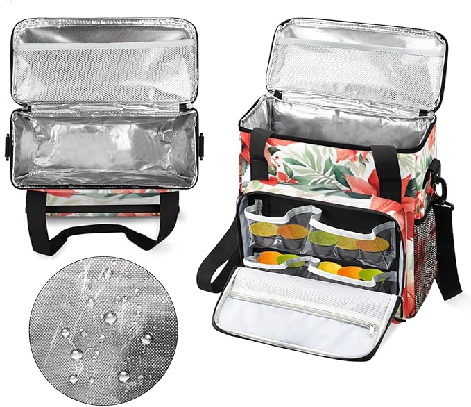 Christmas Flowers Coffee Maker Carrying Bag Oil Painting Flowers Travel Storage Bag Compatible with K-Mini or K-Mini Plus Single Serve Coffee Brewer Carrying Case with Pockets &amp Shoulder Strap