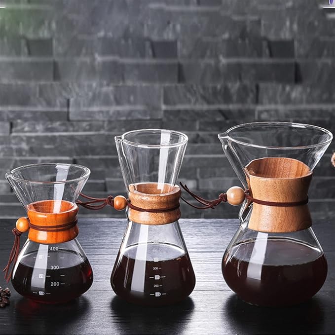 Glass Coffee Kettle with Stainless Steel Filter Drip Brewing Hot Brewer Coffee Pot Dripper Barista Pour Over Coffee Maker