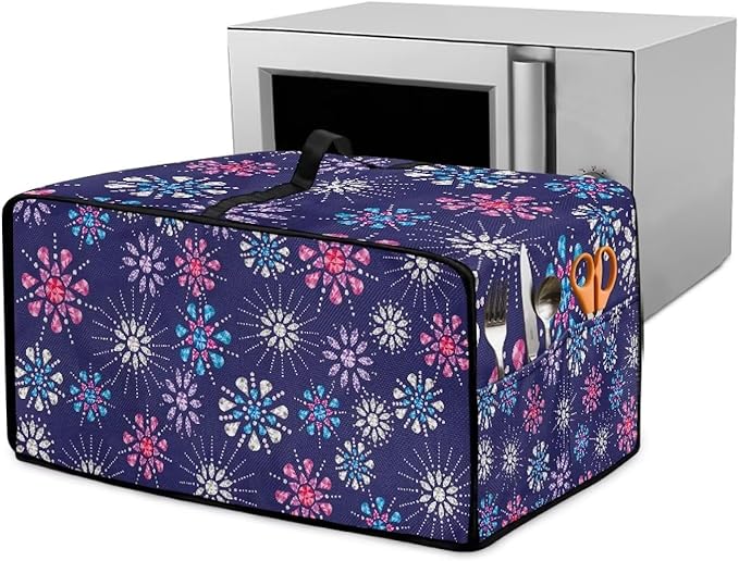 Flower Pattern Dustproof Toaster Oven Cover Waterproof Air Fryer Compatible for Air Fryer/French Door 360 Air Fryer Toaster Oven Combo With Organizing Side Pockets
