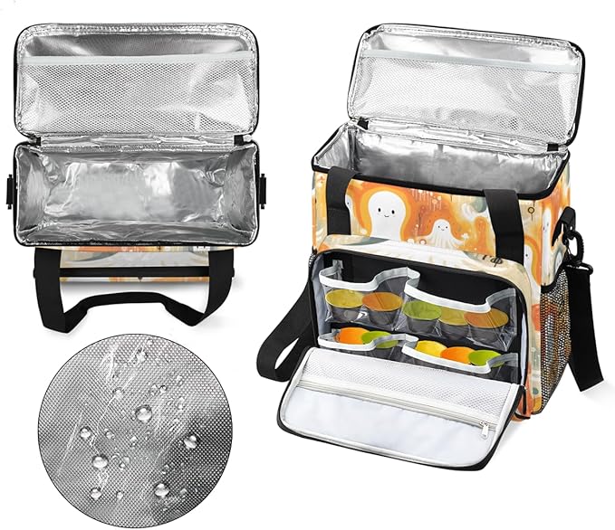Halloween Ghosts Coffee Maker Carrying Bag Magical Ghosts Travel Storage Bag Compatible with K-Mini or K-Mini Plus Single Serve Coffee Brewer Carrying Case with Multiple Pockets &amp Shoulder Strap