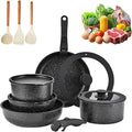 Cookware Set 5/11 Piece Utensils Cookware Set Removable Handle Stackable Nonstick Cooking Set for Kitchen With All Stovetops for Kitchen (Black 11PCS)