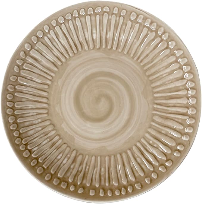 Artesa Color Full Macao Taupei Ceramic Dinnerware Handmade Set 4-Piece Beige Sunburst Pattern 11.4 inch Dinner Plates 7.8 inch Salad Plates Bowls and Cups Microwave Safe