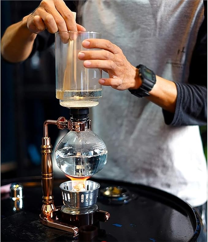 Siphon Coffee Maker - Unique Rose Gold Glass Pot Set for Home Brewing Small Size(Small)