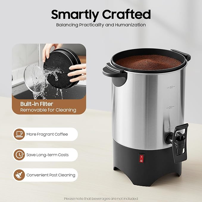 5.2L Electric Coffee Maker Stainless Steel Coffee Urn 175Oz Commercial Coffee Dispenser 1000W Electric Coffee Maker Beverage Dispenser for Offices Hotels Home