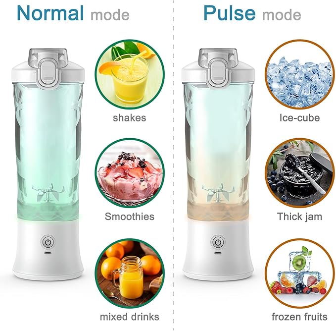 DENOKIN Portable Blender 20oz Vessel Cordless Personal Size Blend with 6 Blade and a Travel Lid (Apple White)