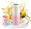 Portable Stainless Steel Blender Cup with 6H Insulated 16oz Design USB-C Rechargeable Personal Fruit Mixer Crushes Small Ice Cubes for Fresh Drinks Travel/Office/Gym – Pink