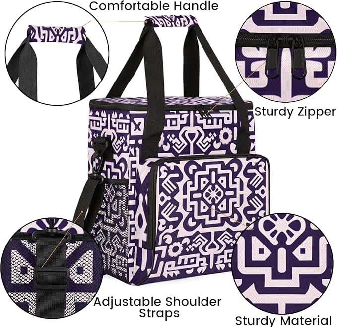 Geometry Aztec Pattern Coffee Maker Carrying Bag Vintage Mandala Travel Storage Bag Compatible with K-Mini or K-Mini Plus Single Serve Coffee Brewer Carrying Case with Pockets &amp Shoulder Strap