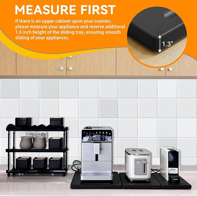 Wood Appliance Slider with 360' Wheels 13D x 16W Sliding Tray for Coffee Maker &amp Heavy Kitchen AppliancesCountertop Appliance slider for Kitchen Appliance Premium Wood Rolling TrayNo Assembl