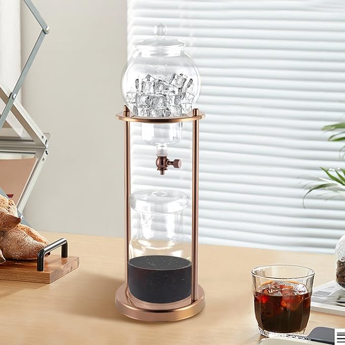 Luxurious Home &amp Café Rose Gold Ice Coffee Maker - Cold Brew Dripper for Coffee Lovers - Perfect Home Café &amp Restaurant Use - Sleek 600ML Coffee Extracting Tool