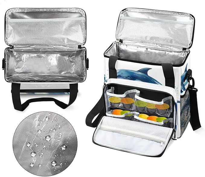 Dolphin Coffee Maker Carrying Bag Cartoon Dolphin Travel Storage Bag Compatible with K-Mini or K-Mini Plus Single Serve Coffee Brewer Carrying Case with Multiple Pockets &amp Shoulder Strap