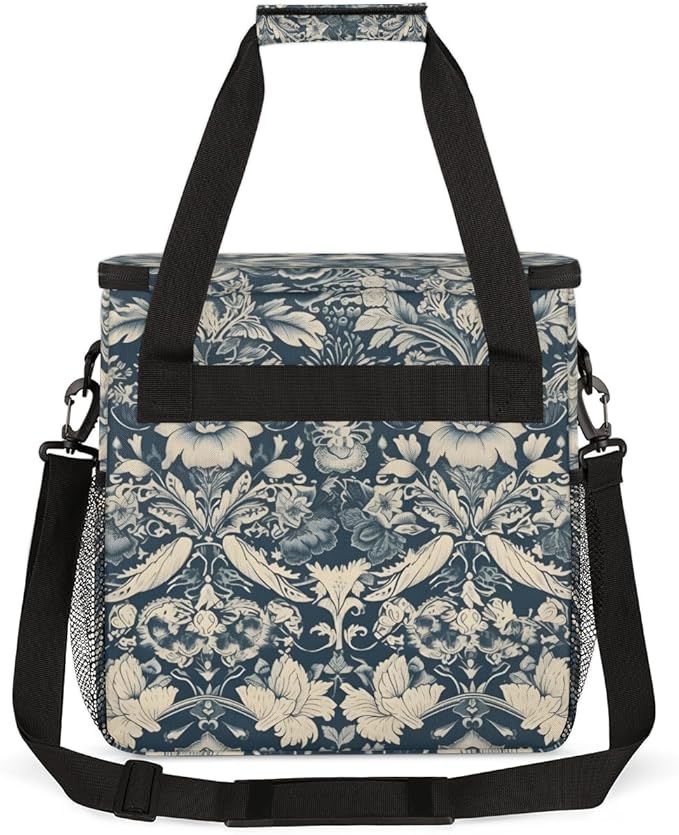 Ethnic Artistic Grunge Coffee Maker Carrying Bag Flowers Travel Storage Bag Compatible with K-Mini or K-Mini Plus Single Serve Coffee Brewer Carrying Case with Multiple Pockets &amp Shoulder Strap