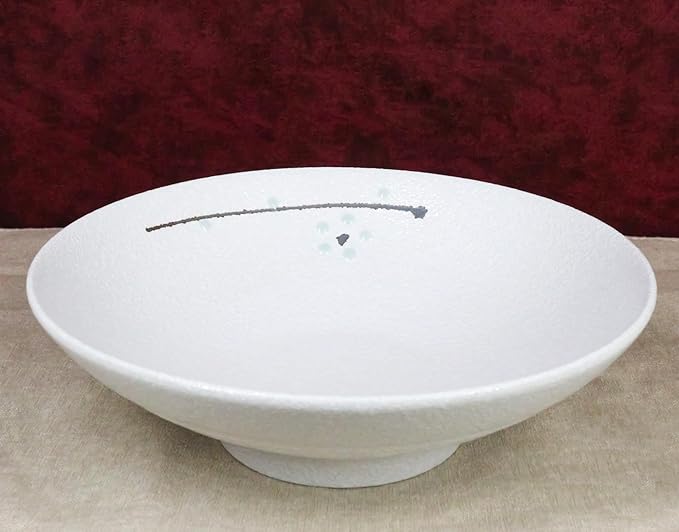 Ebros Gift Modern Yukino Hana Snow Flowers Ceramic Dinnerware Serveware Kitchenware Set Oriental Asian Restaurant Supply (Pack Of 4 Large Ramen Soup Dinner Bowl 36oz)