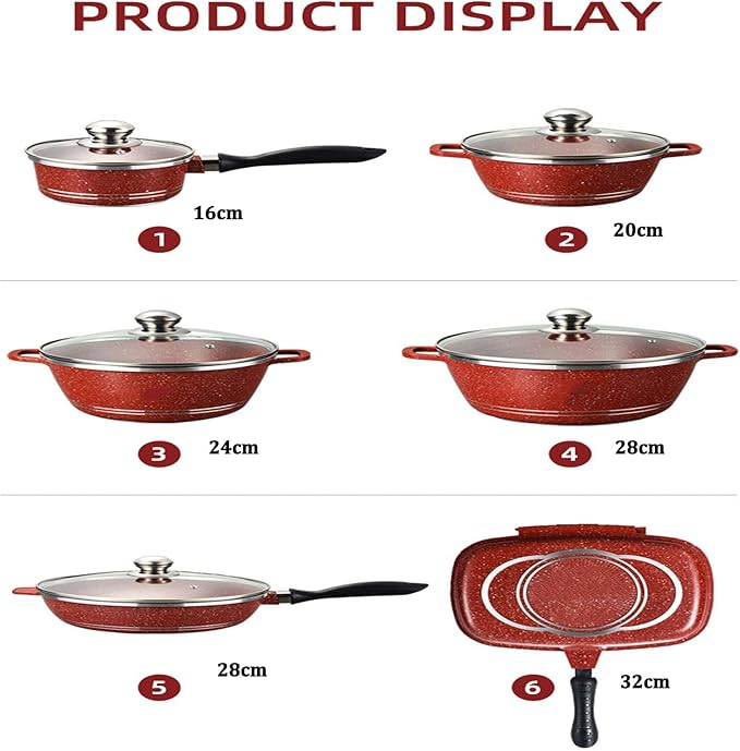 Cookware Seat Set of 18 Pieces Aluminum Marbled Coating Pant and Pits Set with Full Set of Spatulas Compatible with All Heat Sources（Induction Cooker Can Not Be Use） Brown