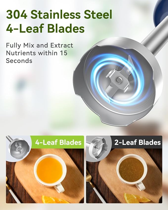 Immersion Blender Handheld 5 in 1 Hand Blender 1000W Hand Mixer Stick BPA-Free 12 Speed Handheld Blender 304 Stainless Beaker Chopper Whisk and Milk Frother Soup Smoothies Baby Food Sauce