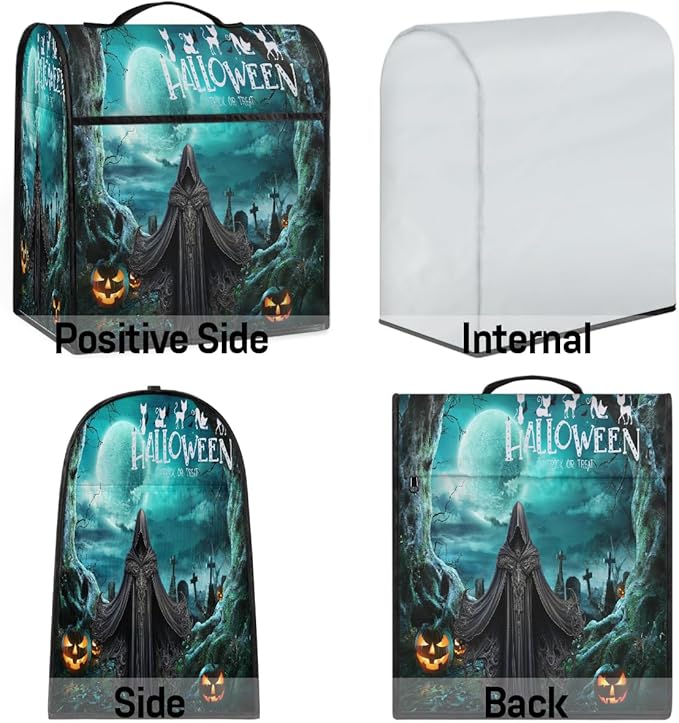 cfpolar Kitchen Aid Mixer Cover Compatible with 6-8 Quarts Halloween Grim Reaper Turquoise Stand Mixer Cover Kitchen Aid Mixers Accessories Appliance Organizer Bag Dust Covers with Zipper Pocket