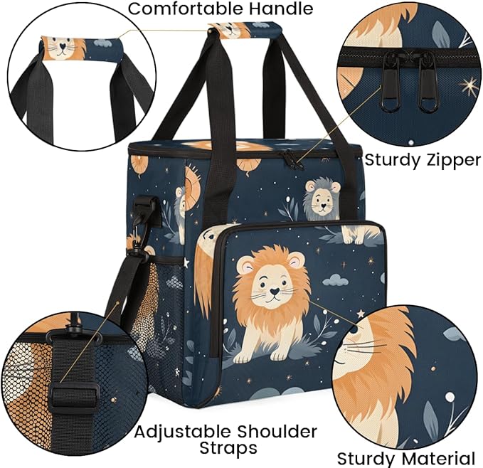 Cute Lion Coffee Maker Carrying Bag Cartoon Lion Travel Storage Bag Compatible with K-Mini or K-Mini Plus Single Serve Coffee Brewer Carrying Case with Multiple Pockets &amp Shoulder Strap