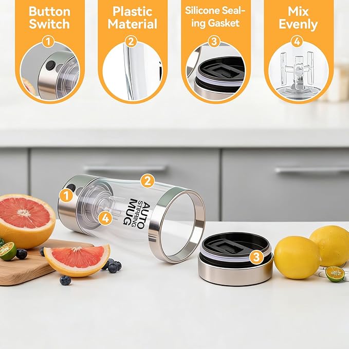 400ml Electric Stirring Mug Auto Stirring Mug Electric with Stainless Steel Automatic Self Mixing Cup for Men Women Kids