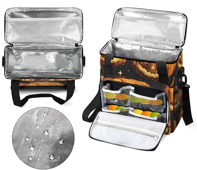 Magical Pumpkin Coffee Maker Carrying Bag Glitter Pumpkin Travel Storage Bag Compatible with K-Mini or K-Mini Plus Single Serve Coffee Brewer Carrying Case with Multiple Pockets &amp Shoulder Strap