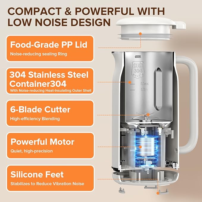 10 in 1 Nut Milk Maker Blender 20oz (600ml) Homemade Nut Milk Maker Machine Almond Soy Oat Juice Milkshake Smoothies Baby Food Plant Based Milks with Delay Start Keep Warm Selfclean